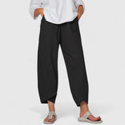 Marianne Leconte | Wide-Leg Linen Cropped Trousers in Grey