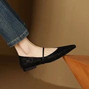 Odette Fairmont | Grey Leopard Pointed-Toe Leather Flats