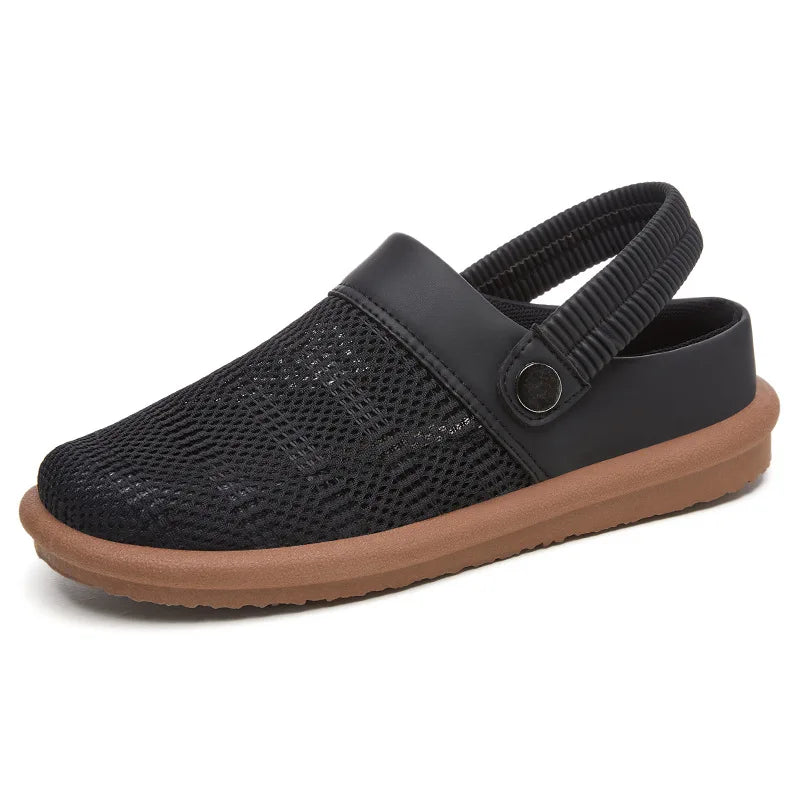 Théodore Blanchard | Beige Mesh Slip-On Clogs with Heel Strap