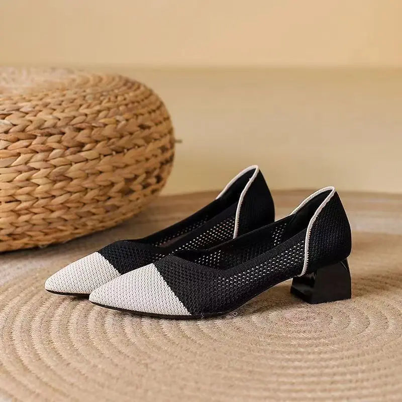 Lysette Carmichael | Leopard Print Knit Block Heel Pumps