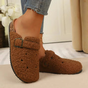 Elspeth Duvernay | Fleece Clog Slippers with Cork Sole