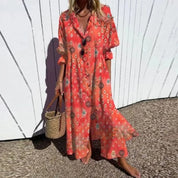 Lucinda Marchetti | Colorful Floral Print Maxi Dress with V-Neck