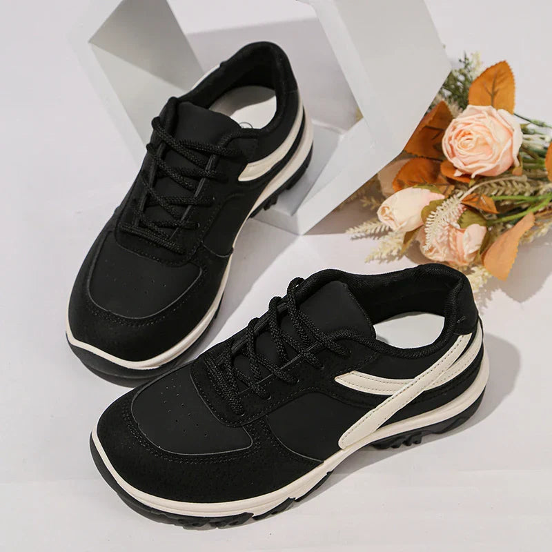 Philippa Davenport | Leather Patchwork Platform Sneakers in Khaki
