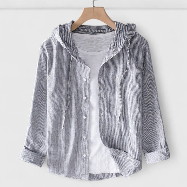 Camille Beaumont | Long Sleeve Hooded Blouse in White