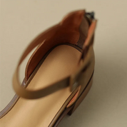 Lucienne Ashford | Cream Block Heel Ankle Strap Sandals