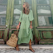 Clemency Devonshire | Green Floral Print Maxi Dress