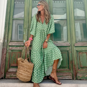 Clemency Devonshire | Green Floral Print Maxi Dress
