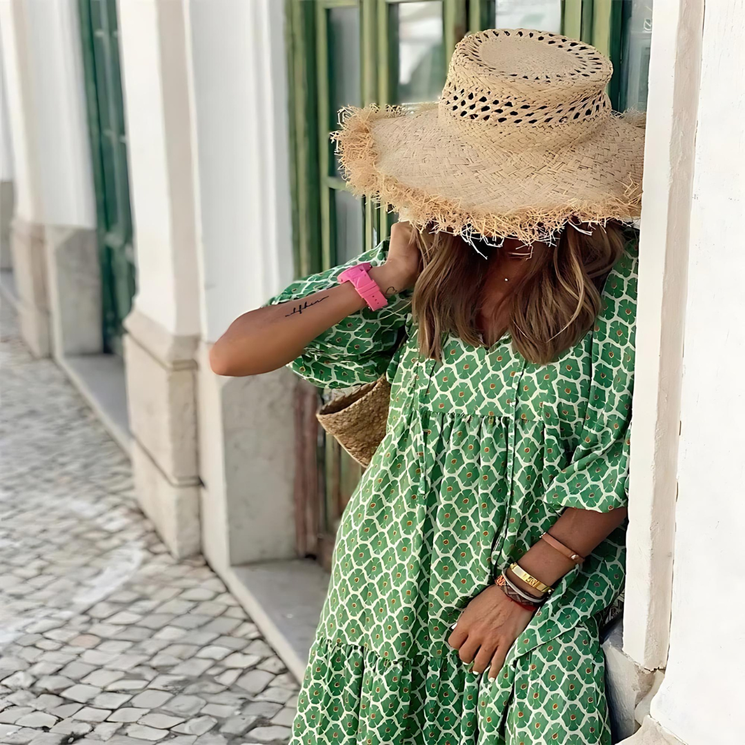Clemency Devonshire | Green Floral Print Maxi Dress