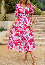 Clémence Fairholme | Floral Midi V-Neck Dress