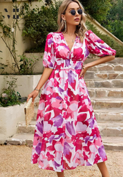 Clémence Fairholme | Floral Midi V-Neck Dress