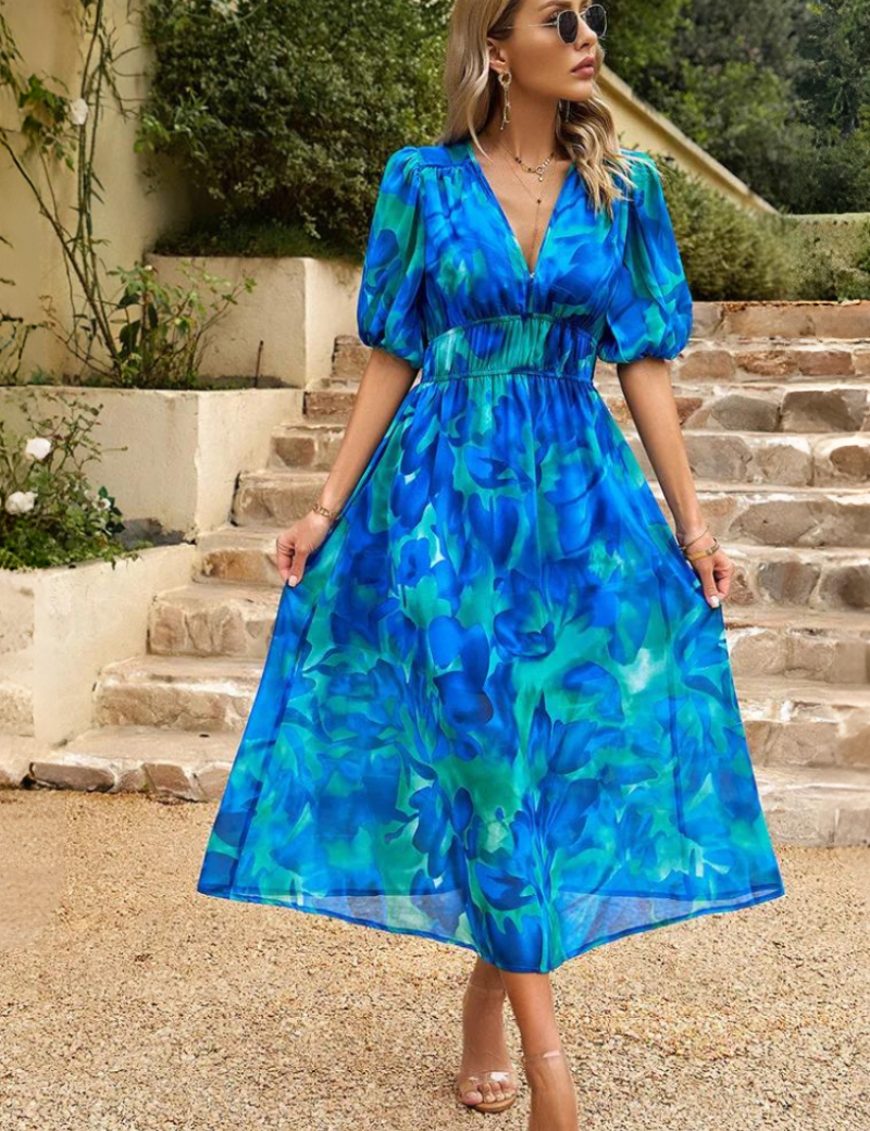 Clémence Fairholme | Floral Midi V-Neck Dress