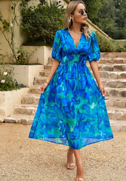 Clémence Fairholme | Floral Midi V-Neck Dress