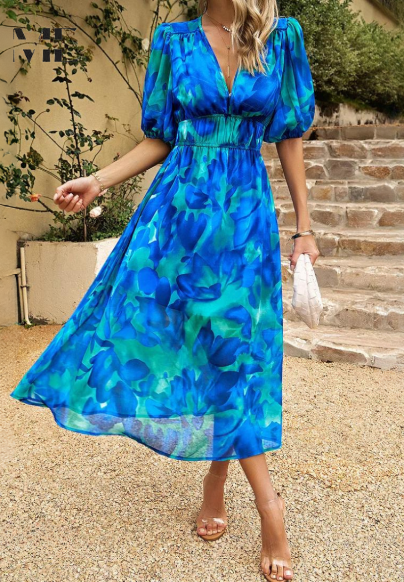 Clémence Fairholme | Floral Midi V-Neck Dress
