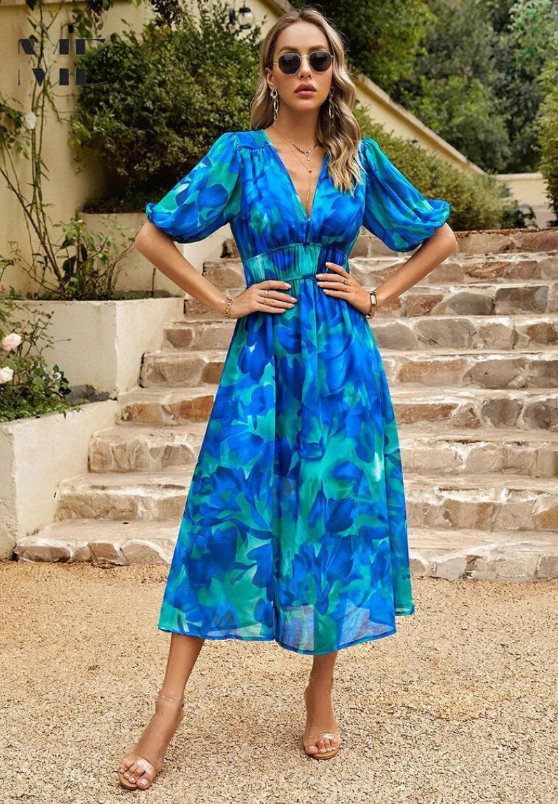 Clémence Fairholme | Floral Midi V-Neck Dress