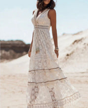 Rosalba Duchemin | Ivory Lace Boho Maxi Dress