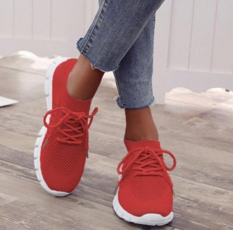 Florianne Wentcastle | Yellow Knit Mesh Lace-Up Lightweight Sneakers