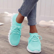 Florianne Wentcastle | Yellow Knit Mesh Lace-Up Lightweight Sneakers