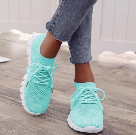 Florianne Wentcastle | Yellow Knit Mesh Lace-Up Lightweight Sneakers