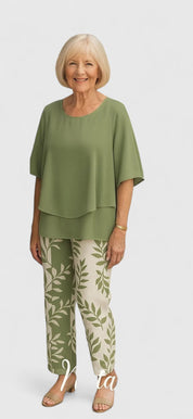 Harriet Stanbourne | Sage Green Floral Print Two-Piece Set
