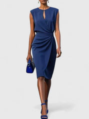 Adaline Beauremont | Navy Blue Sleeveless Keyhole Midi Dress