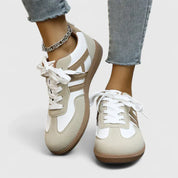 Ceceline Montvaux | Orthopedic Lace-Up Sneakers in Beige & White