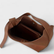 Vivienne Harcastle | Tan Faux Leather Shoulder Bag with Gold Buckle