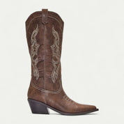 Nadine Blackwell | Black Western Calf-High Pointed Toe Boots
