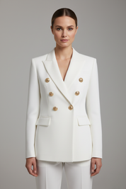 Clarissa Beaumont | Black Double-Breasted Blazer with Gold-Tone Buttons