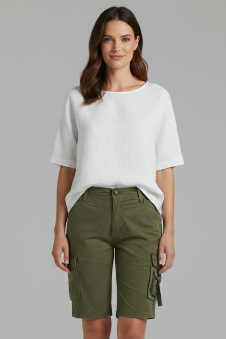 Brigitte Sancerre | Women's Olive Green Utility Cargo Shorts