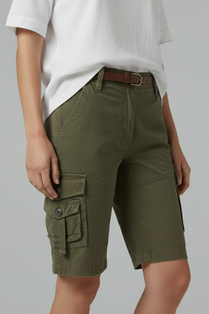 Brigitte Sancerre | Women's Olive Green Utility Cargo Shorts