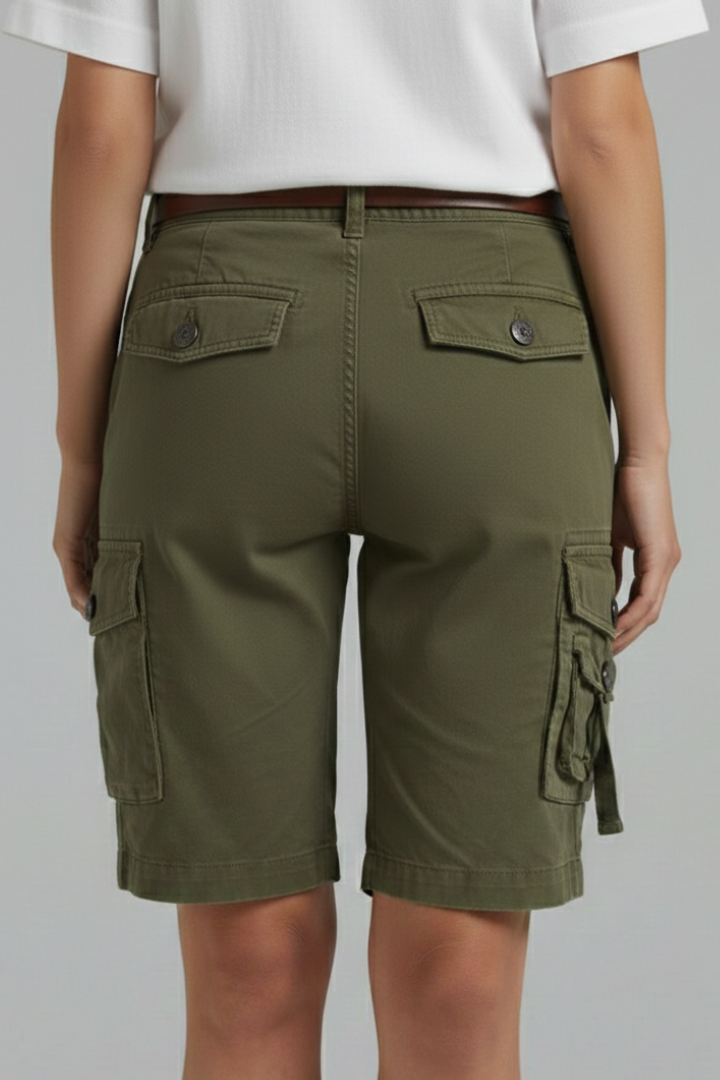 Brigitte Sancerre | Women's Olive Green Utility Cargo Shorts