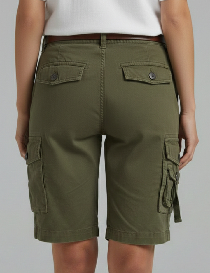 Brigitte Sancerre | Women's Olive Green Utility Cargo Shorts