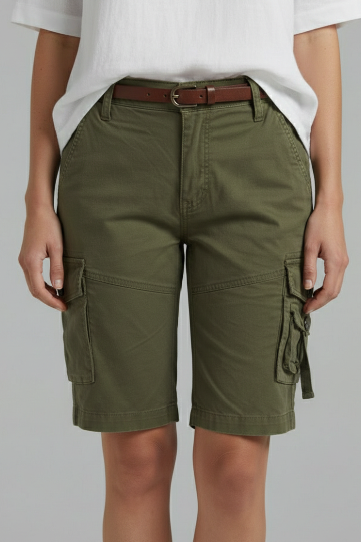 Brigitte Sancerre | Women's Olive Green Utility Cargo Shorts