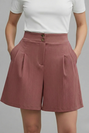 Séverine Blanchard | High Waist Wide Leg Grey Shorts