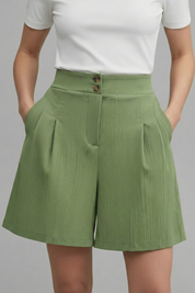 Séverine Blanchard | High Waist Wide Leg Grey Shorts