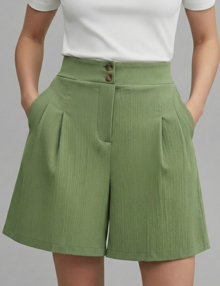 Séverine Blanchard | High Waist Wide Leg Grey Shorts