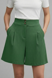 Séverine Blanchard | High Waist Wide Leg Grey Shorts