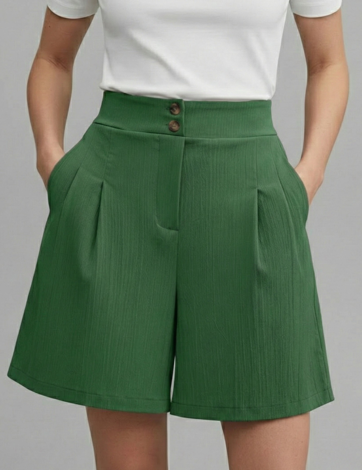 Séverine Blanchard | High Waist Wide Leg Grey Shorts