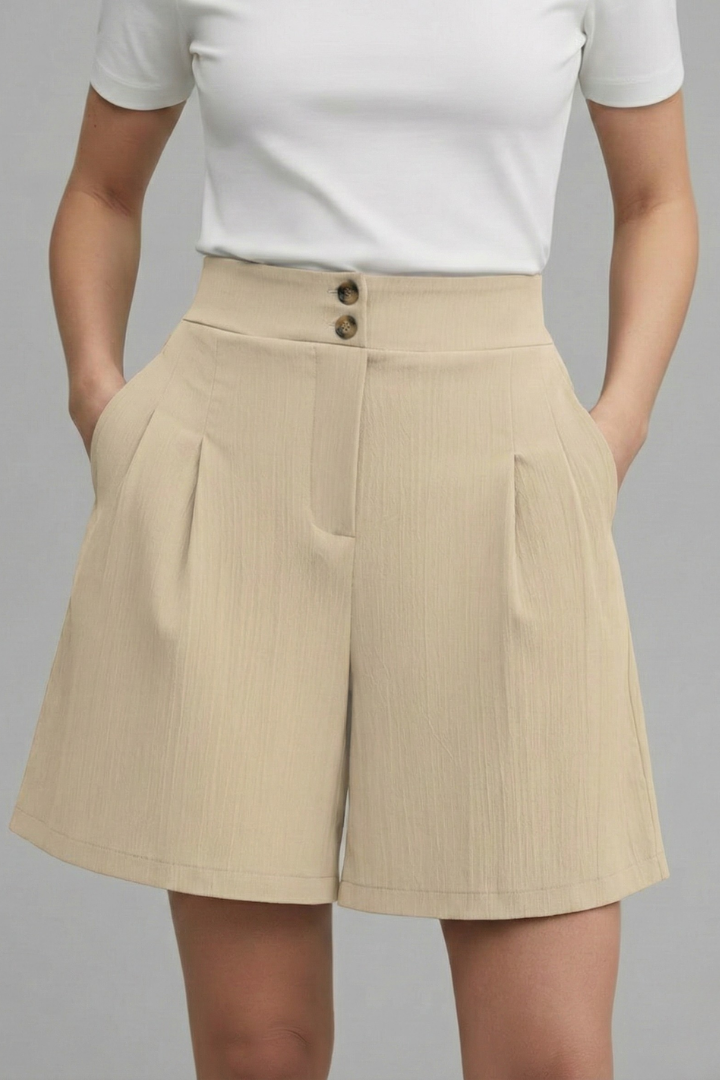 Séverine Blanchard | High Waist Wide Leg Grey Shorts