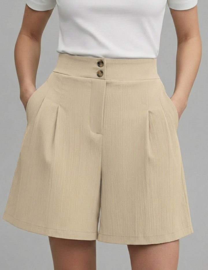 Séverine Blanchard | High Waist Wide Leg Grey Shorts
