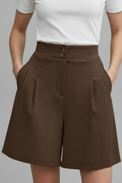 Séverine Blanchard | High Waist Wide Leg Grey Shorts