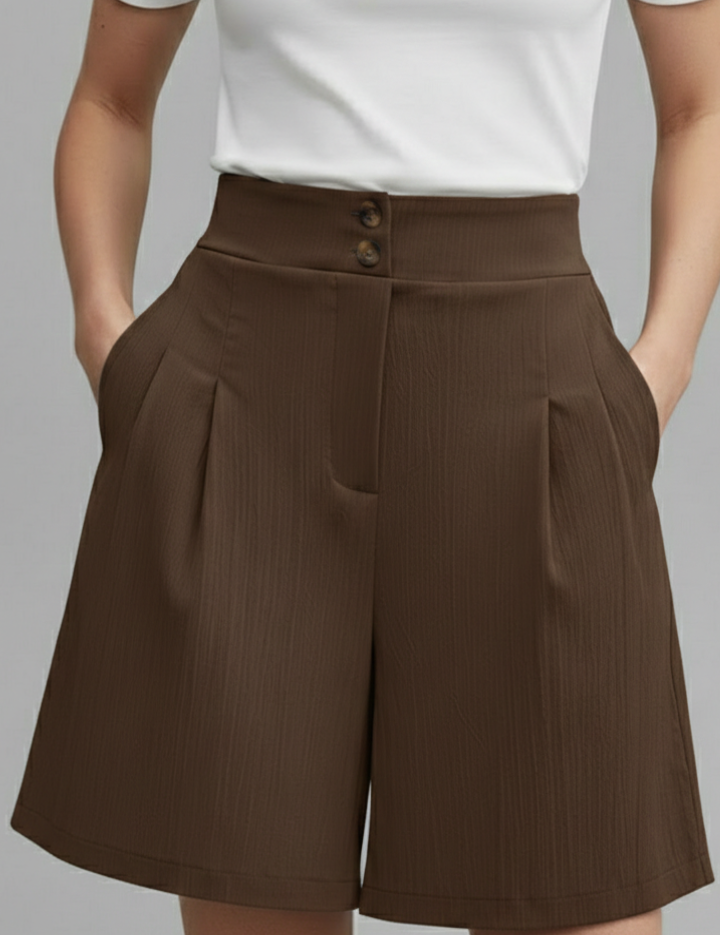 Séverine Blanchard | High Waist Wide Leg Grey Shorts