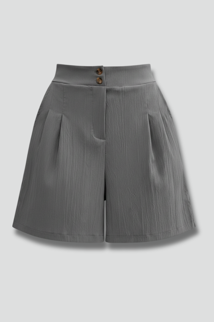 Séverine Blanchard | High Waist Wide Leg Grey Shorts