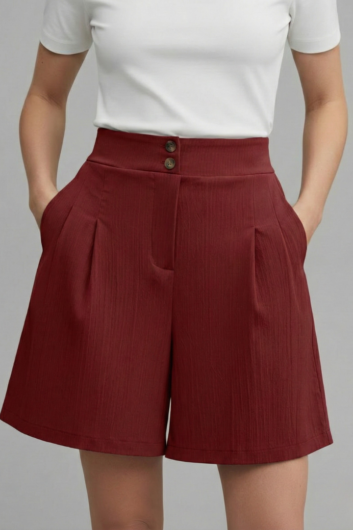 Séverine Blanchard | High Waist Wide Leg Grey Shorts