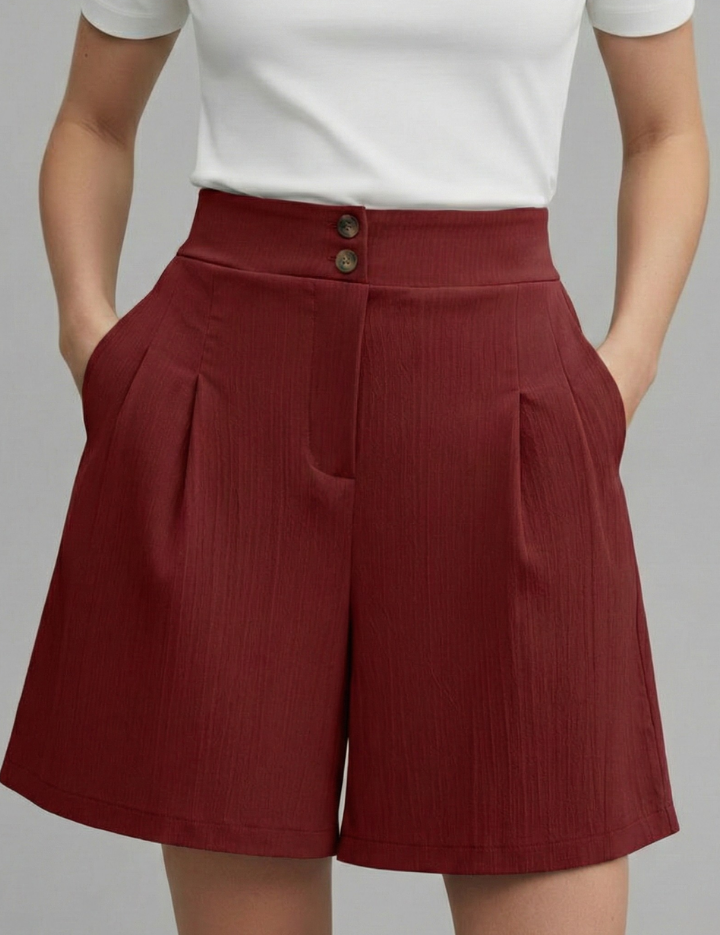 Séverine Blanchard | High Waist Wide Leg Grey Shorts