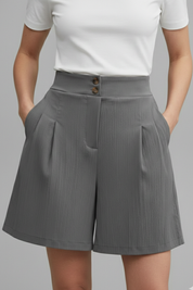 Séverine Blanchard | High Waist Wide Leg Grey Shorts