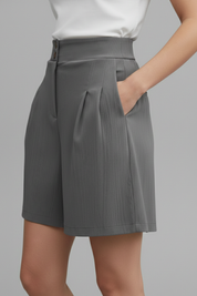 Séverine Blanchard | High Waist Wide Leg Grey Shorts