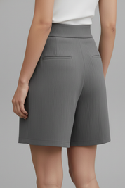 Séverine Blanchard | High Waist Wide Leg Grey Shorts