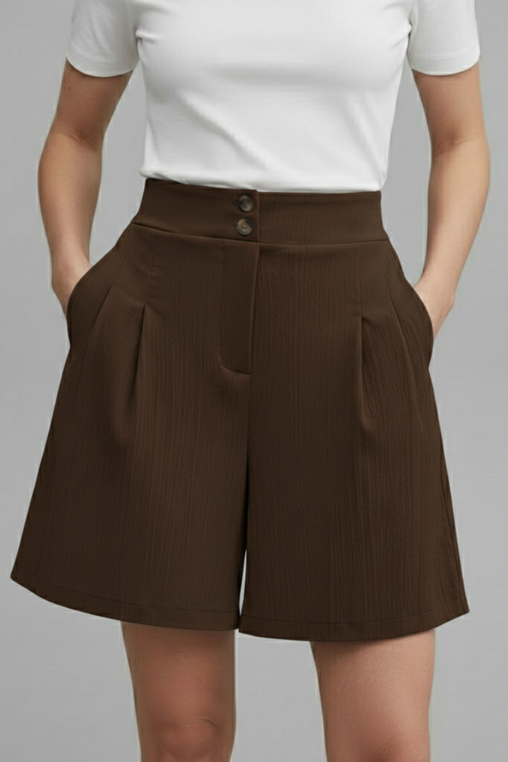 Séverine Blanchard | High Waist Wide Leg Grey Shorts