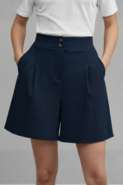 Séverine Blanchard | High Waist Wide Leg Grey Shorts